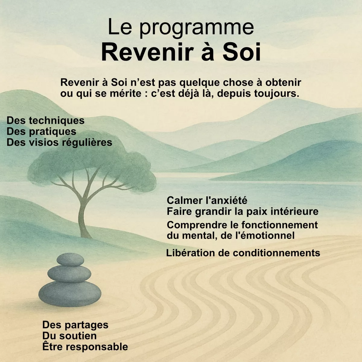 Programme revenir à Soi Deesein d'un paysage Zen